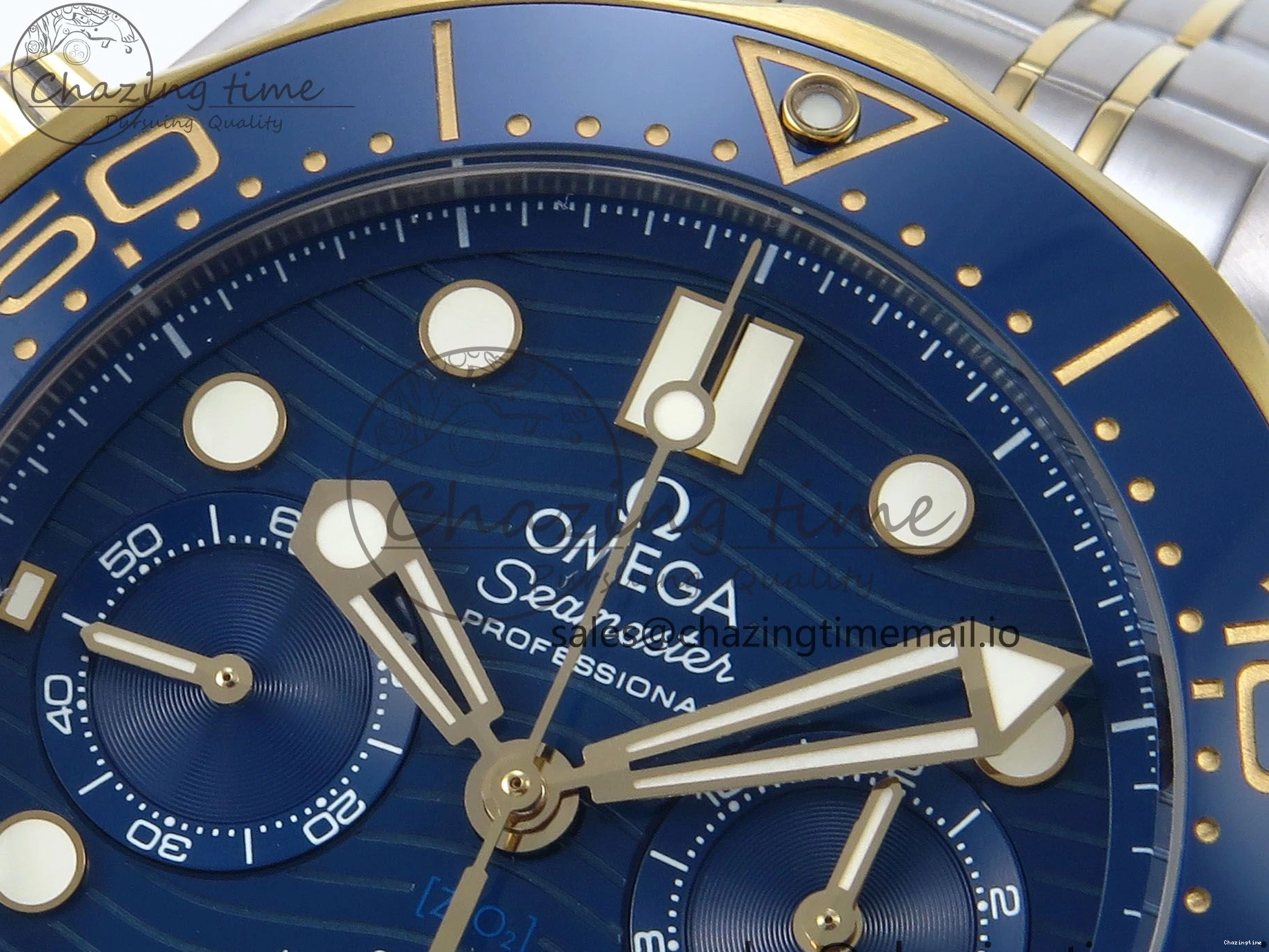 0306 Seamaster 300m Chrono SS YG OMF 1:1 Best Edition Blue Dial on SS YG Bracelet A Seasonal 7691